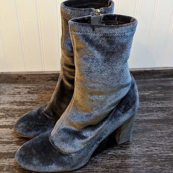 Sam Edelman Women's Calveta Blue Sapphire Gray Velvet Booties Size 9.5 - Picture 2 of 7